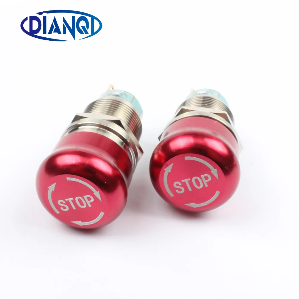 

19mm Metal Waterproof aluminum Push Button Switch mushroom emergency stop Button press button 19JT(STOP)/L.S.KB