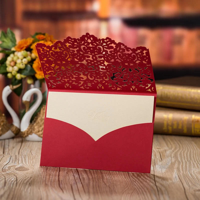 1pcs Sample High Quality Laser Cut Luxury Flora Wedding Invitations Card Elegant Lace Favor Wedding Party Supplies 185127mm (2)