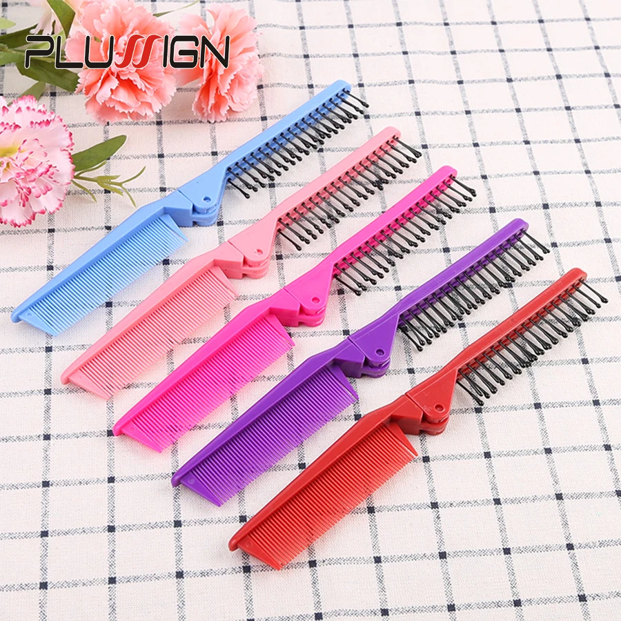 

Pink Black Red 6 Colors Fine Tooth Folding Brush Comb For Women And Men,Beard And Mustache Styling Pocket Size Hair Comb