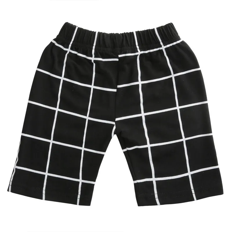 2pcs Summer Style Toddler Kid Baby Boy Clothes Letter Black T-shirt Tops Casual Short Plaid Pants Trouser Clothe Outfit Set 1-6T