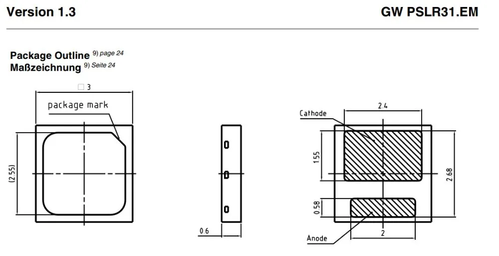 OSRAM SMD3030 светодиодный 1 Вт 6 В 150 мА 130 лм/Вт Немецкая оригинальная упаковка качественные товары coldwhite нейтрально-белый теплый белый