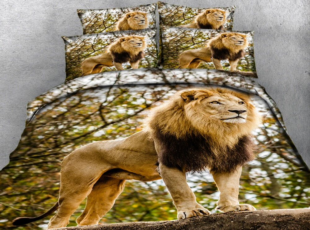 

Look to the distant lion 3d effect photo bed linen can be customized photo pattern