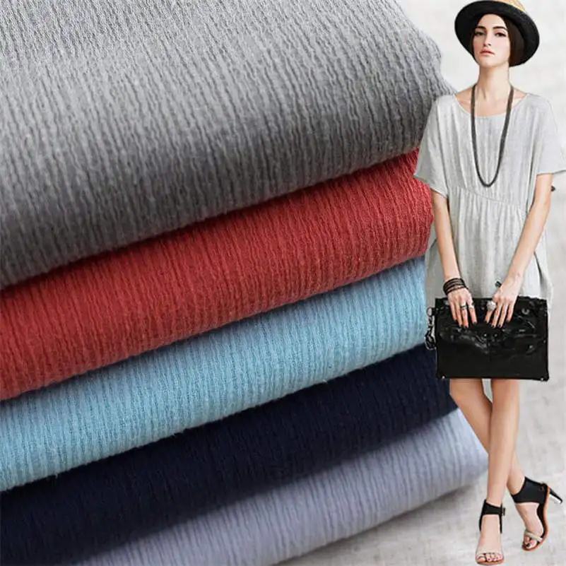 

1M Crepe Cotton Fabric Crinkle Linen Look Shirt Dress Pants Upholstery Material