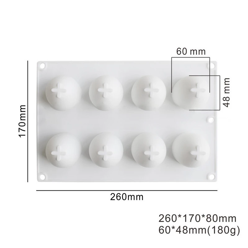 1Pc 8 Grid Silicone 3D Egg Shape Mould Chocolate Easter Eggs Truffle Mousse Mold New