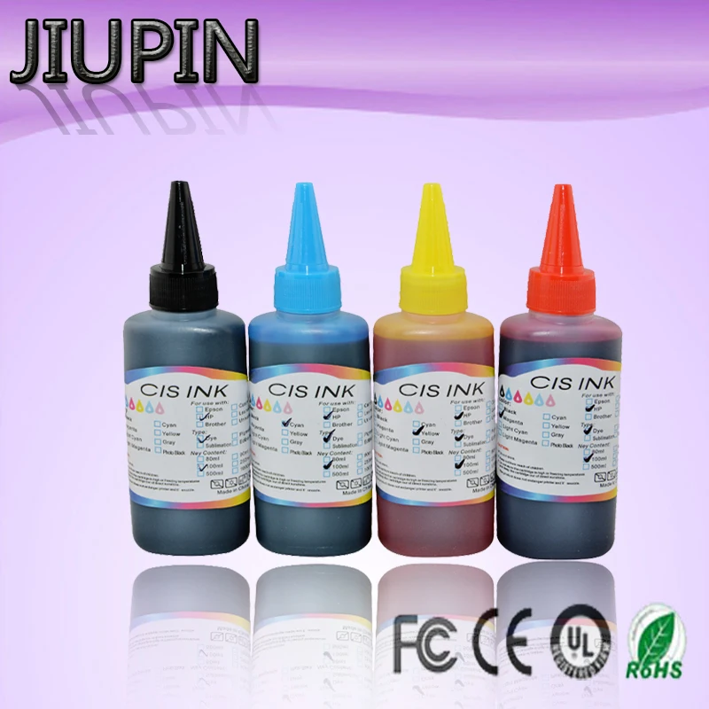Чернила JIUPIN 4PK 100 мл чернила для заправки универсальные HP Canon Brother Epson Samsung Lexmark Dell