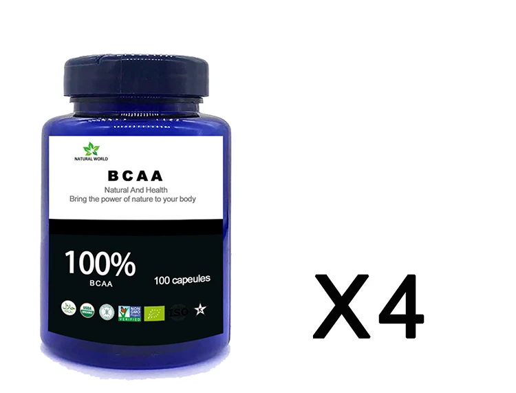 Натуральный BCAA 100 шт/бутылка bcaa порошок - Цвет: 4 bottle  400pcs