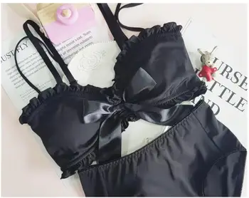

Pure or Mystery Back Tail Japanese Bra Camisoles & Panties Set Milk Silk Wirefree Soft Underwear Sleep Intimates Set Cute