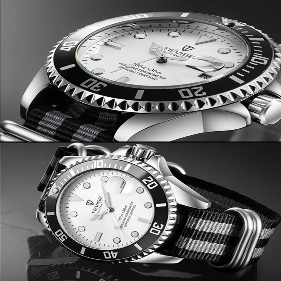 TEVISE Green Watch Men Automatic Mechanical Anti-Scratch Rotatable Outer Ring Waterproof Luminous Mens Watches Top Brand Luxury most accurate mechanical watch
