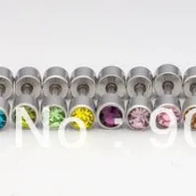 Серьги-гвоздики, двойная дрель, гантели титановая сталь 24 цвета 4 мм 100 шт./лот