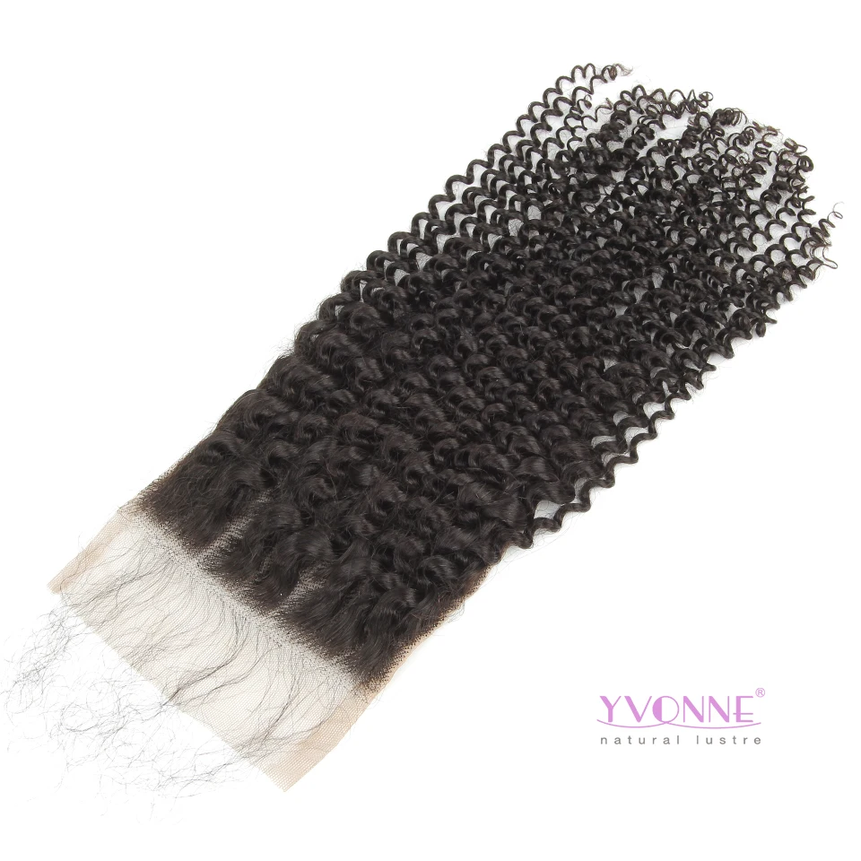 YVONNE кудрявый вьющиеся 5x5 Кружева Закрытие человеческие волосы, бразильские натуральные волосы, сшитая Закрытая часть натуральный Цвет