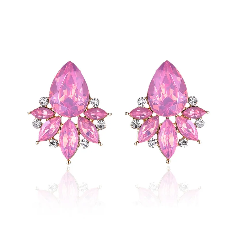 ew Fashion Acrylic Crystal Stone Stud Earrings Colorful Rhinestone Women Piercing Birthday Gift Party Jewelry N162 | Украшения и