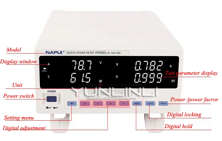 Светодио дный электрических параметров измерительный прибор Napu AC Мощность метр AC/DC гармоническое Связь измерительное оборудование PM9801
