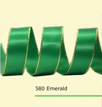 

7/8" inch(22mm) Satin Ribbons With Gold Metallic Edge 35colors in stock