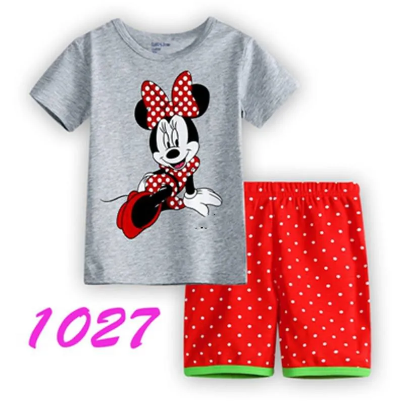 Коллекция года, новейшие летние хлопковые пижамы с короткими рукавами для мальчиков и девочек детская одежда для сна с рисунками животных для детей возрастом от 2 до 7 лет - Цвет: Многоцветный