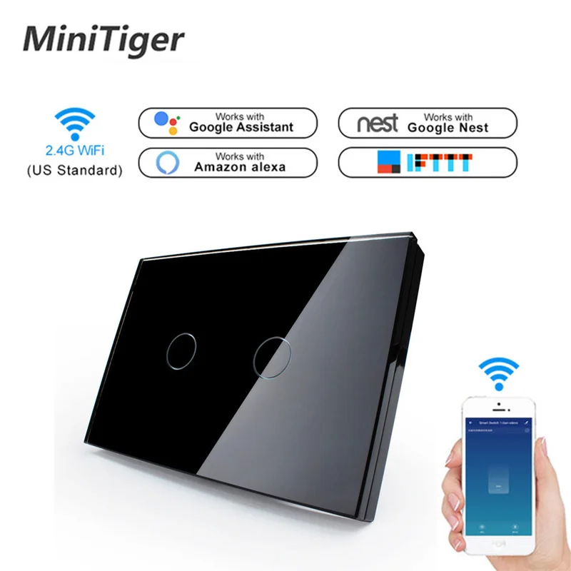 Minitiger US стандартный wifi умный сенсорный выключатель приложение беспроводной
