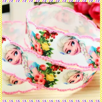 

7/8'' Free shipping fever Crochet stitched printed grosgrain ribbon hairbow party decoration wholesale OEM 22mm H3733