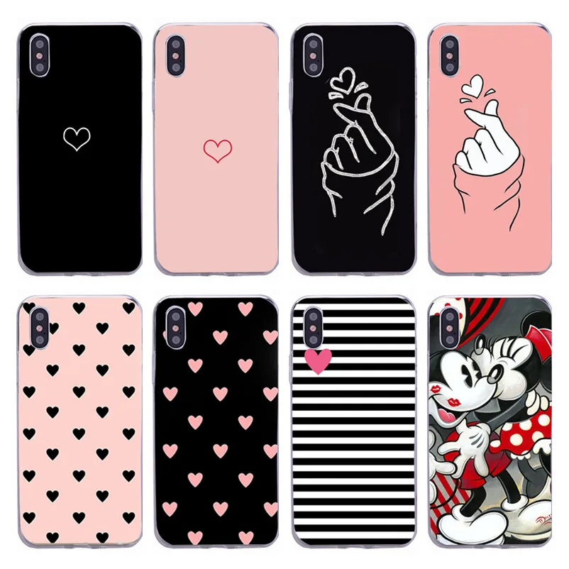 For iPhone 7 Case Love Heart For iPhone on 6 6s 8 Plus 5s SE XR XS Max Phone Case Cute Animal Soft TPU Silicon Back Cover