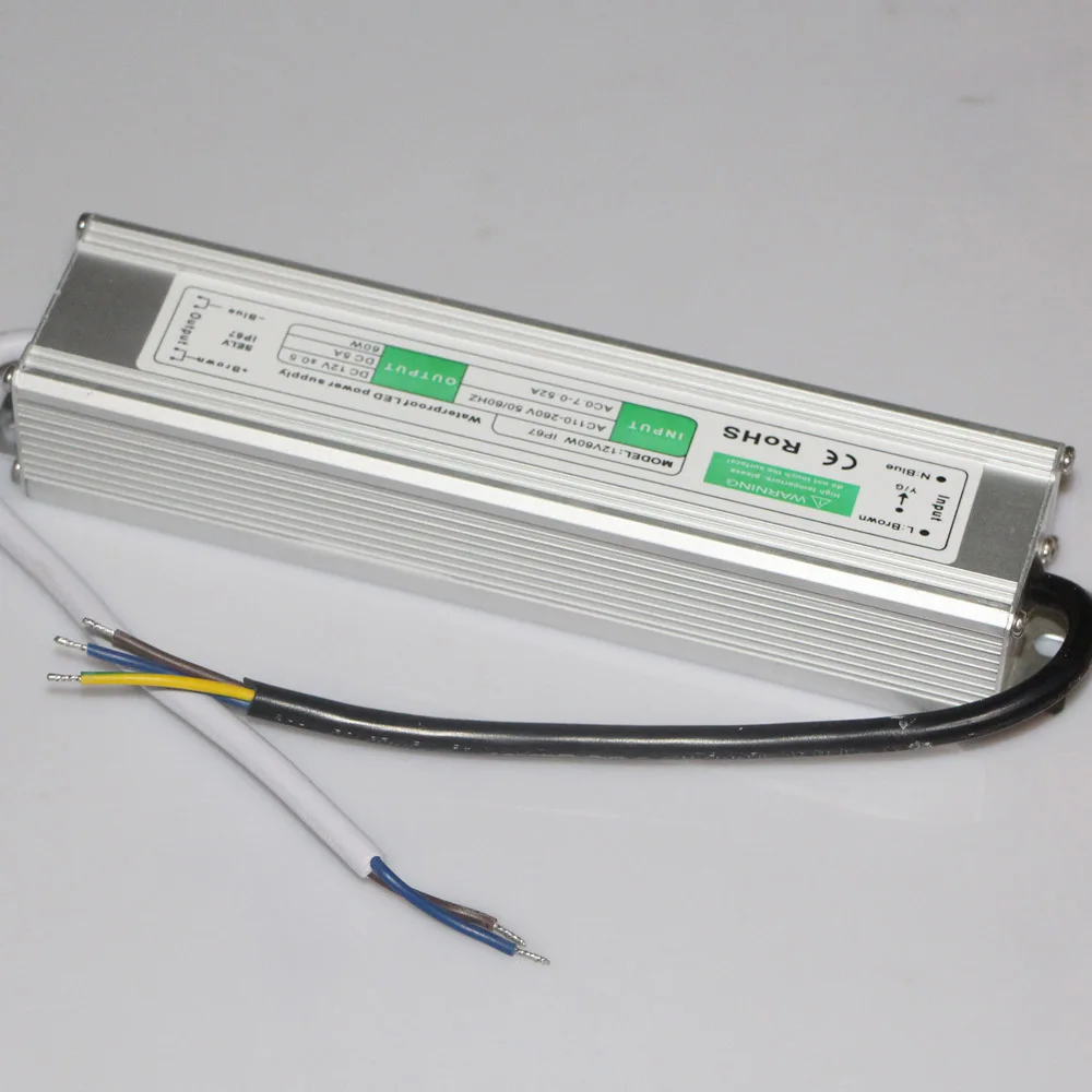 Водонепроницаемый IP67 светодиодный драйвер переменного тока DC 12V 24V трансформатор