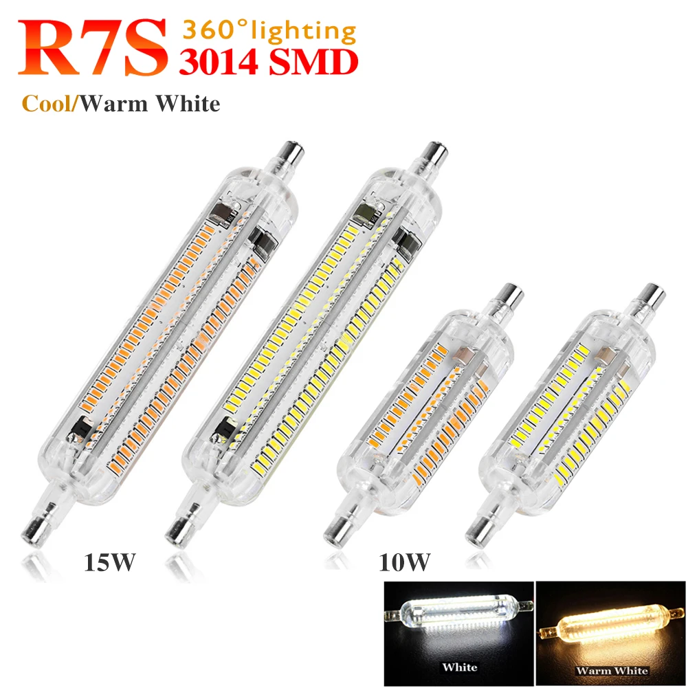 Светодиодная лампа R7S 10 Вт 15 Вт 78 мм 118 мм силикон R7S Светодиодная лампа SMD3014 лампада Светодиодная замена галогенного прожектора 220 В