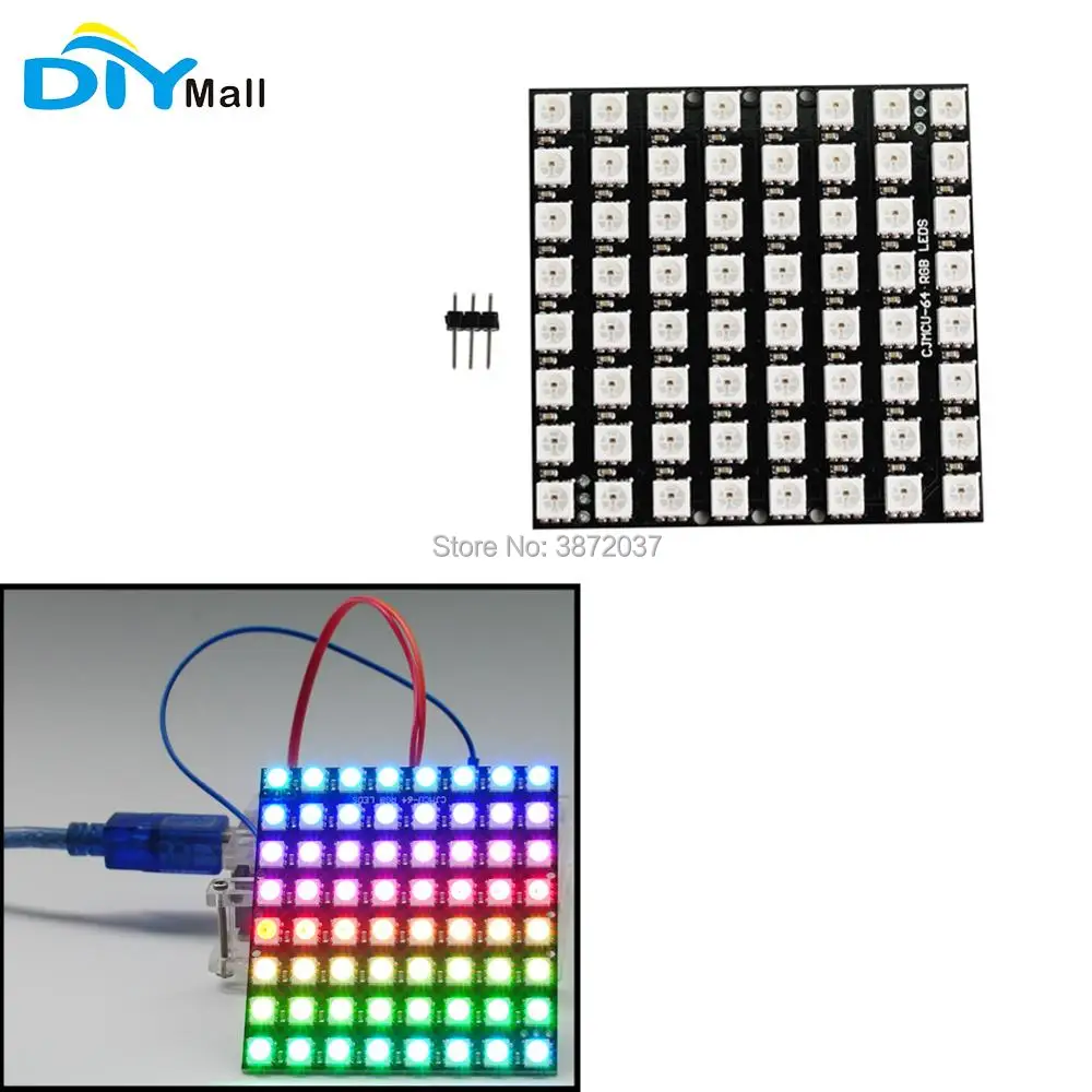 DIYmall 8x8 64 светодиодный Матрица WS2812 5050 RGB программируемый для Arduino DIY|Модули умного