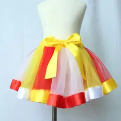Юбка-пачка для девочек юбка многоцветная Радуга Pettiskirt бантом Одежда для танцев красочные