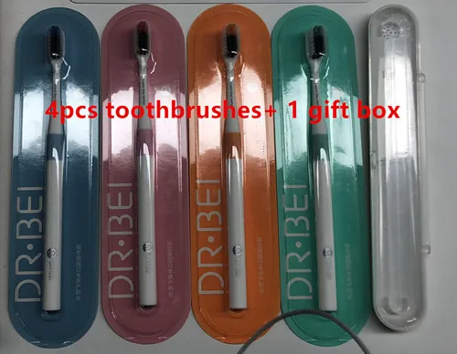 4 pcs with a box Новинка Быстрая Xiaomi Doctor B зубная щетка mijia Bass метод Sandwish-Встроенная щетка проволока 4 цвета - Цвет: 4 pcs with a box