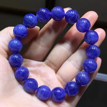 

Certificate Natural Tanzanite Blue Zoisite Clear Round Beads Women Man Bracelet 11.5mm From Tanzania Tanzanite Hot AAAAAA