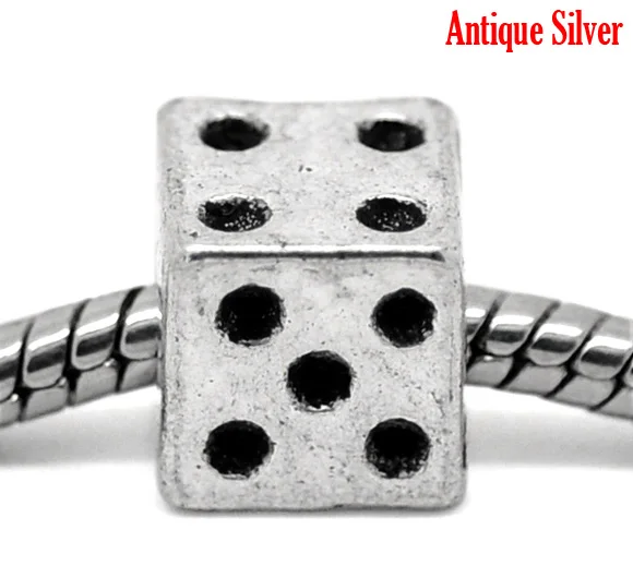 DoreenBeads 20 шт серебряные цветные кубические бусины в виде игральных костей