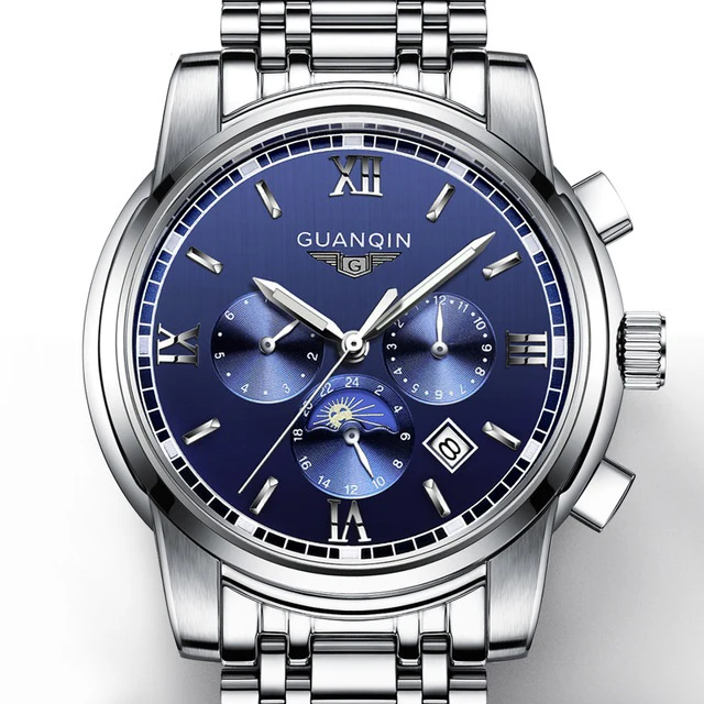 

GUANQIN GJ16040 2017 GUANQIN Top Brand New Mechanical watches Men Fashion Luminous Watch Calendar Moon Phase relogio masculino