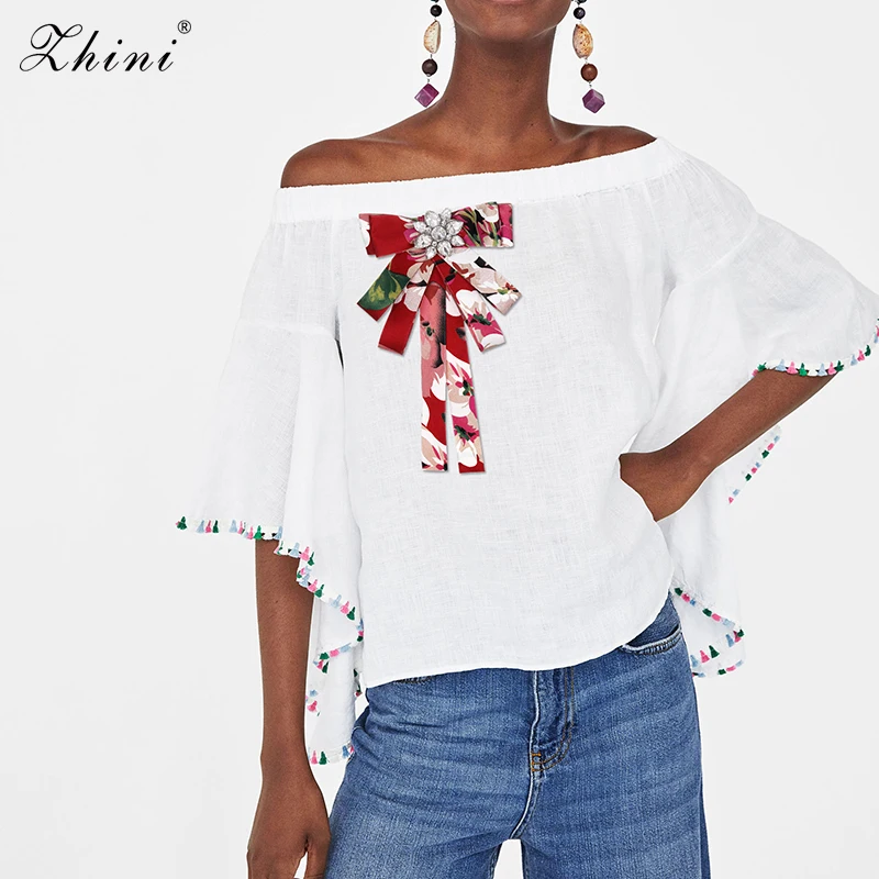 

ZHINI Korean Fashion Big Brooch Stripe Fabric Ribbon Bow Ties Handmade Necktie Bowknot Brooches Pins Office Jewelry for Women