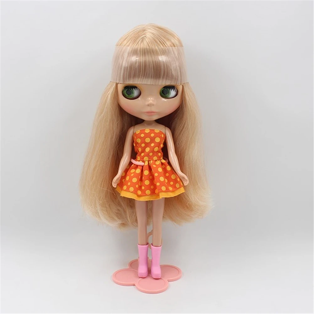 Blyth Nude 1/6 Doll Golden Hair Pink Mouth Normal Body 4 Colors For Eyes Suitable For DIY No.BL3149370 Free Shipping