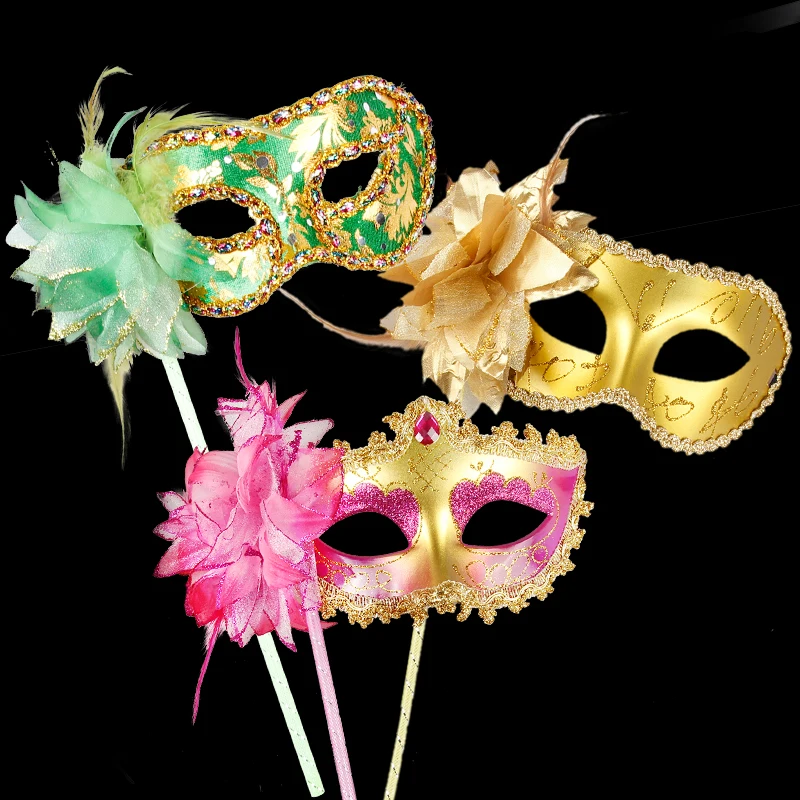 Halloween mask princess mask handheld masquerade party mask with
