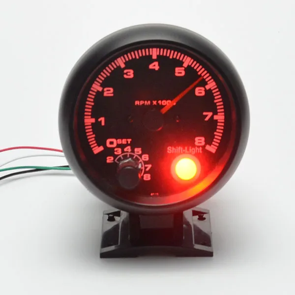 3 75inch 95 25mm Black shell red light tachometer gauge RPM car auto meter free shipping