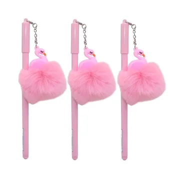 

1 Pcs/lot Gel pen set Flamingo gel pen 0.5mm plush ball Office Writing pen Water-based pen black refill Stationery gift