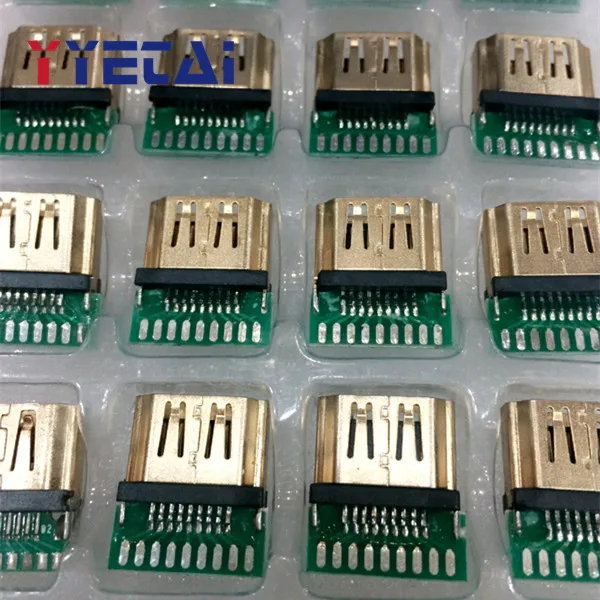 

YongYeTai HDMI A master PCB solder wire seal HDMI socket HD connector female test female gold plated USB Free shipping