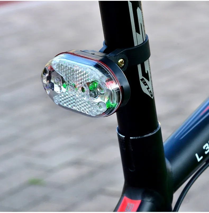 Discount Colorful Tail Light For Bicycle Flashlight Bike Taillight 9 LED Rainbow 7 Modes Cycling Rear Light Bicycle 5