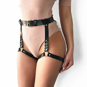 

Punk Style Women Sexy Faux Leather Waistband Fringe Tassel Skirt Harness Gothic Garter Belt Hot Erotic Sexy Lingerie