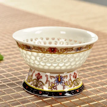 

Jingdezhen Exquisite Blue and White Porcelain Tea Filter Hollow Honeycomb Glass Ceramic Porcelain Kung Fu Tea Set Tea Strainer