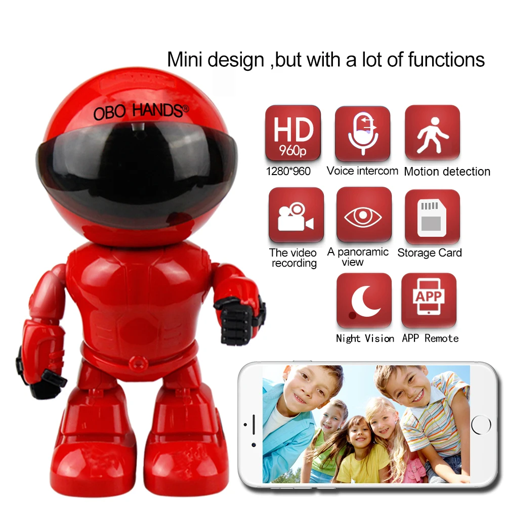 

Wireless IP Surveillance Camera Wifi Robot Camera 960P HD TF Card Storage IR Night Vision Network Wi-fi Smart Home Security