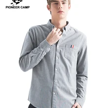 Пионерский лагерь, Мужская однотонная оксфордская рубашка с длинным рукавом, с левым нагрудным карманом, высокое качество, мужские повседневные топы классического кроя ACC901193