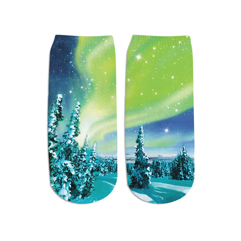 PLstar Cosmos дропшиппинг новые 3D печатные Галактические космические милые хлопковые короткие носки для мужчин wo мужские корейские носки harajuku