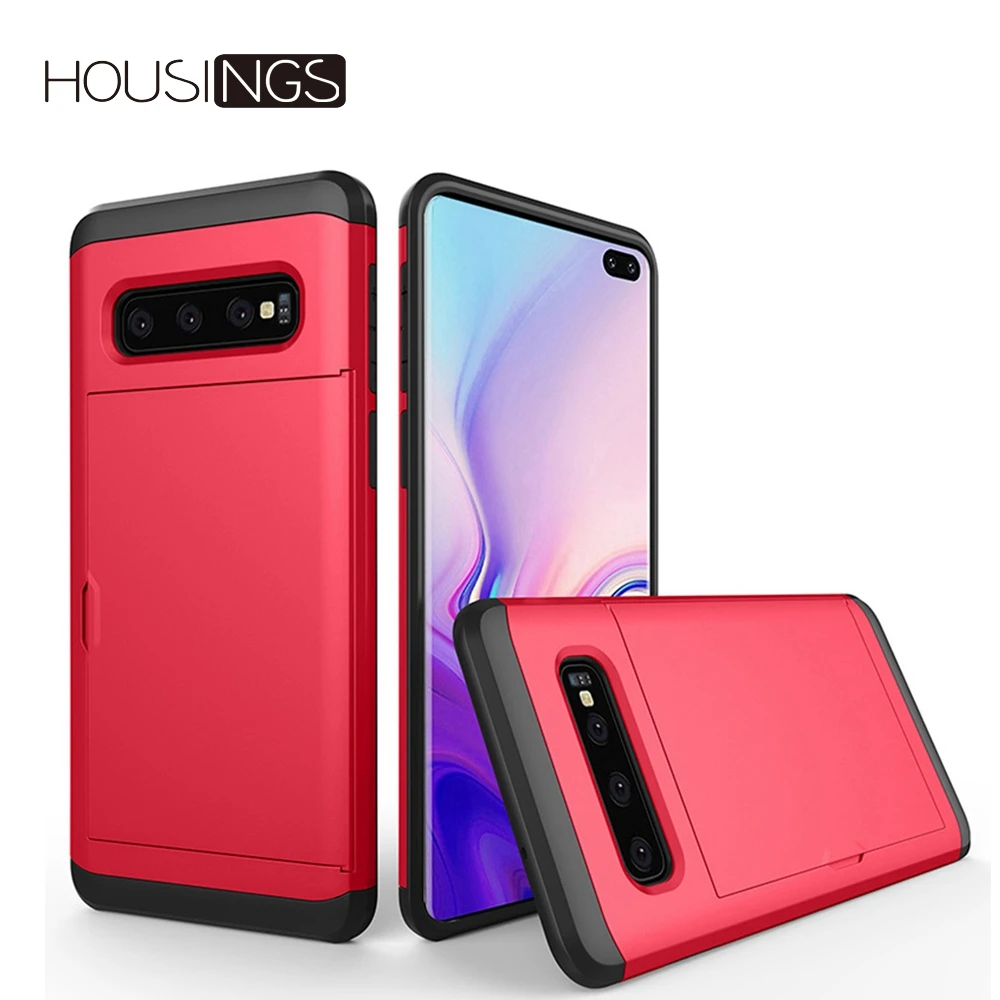 

Slide Hidden Credit Card Holder Phone Case For Samsung Galaxy S8 S9 S10 Plus S6 Note 9 8 J S7 edge Armor Wallet Cases Accessorie
