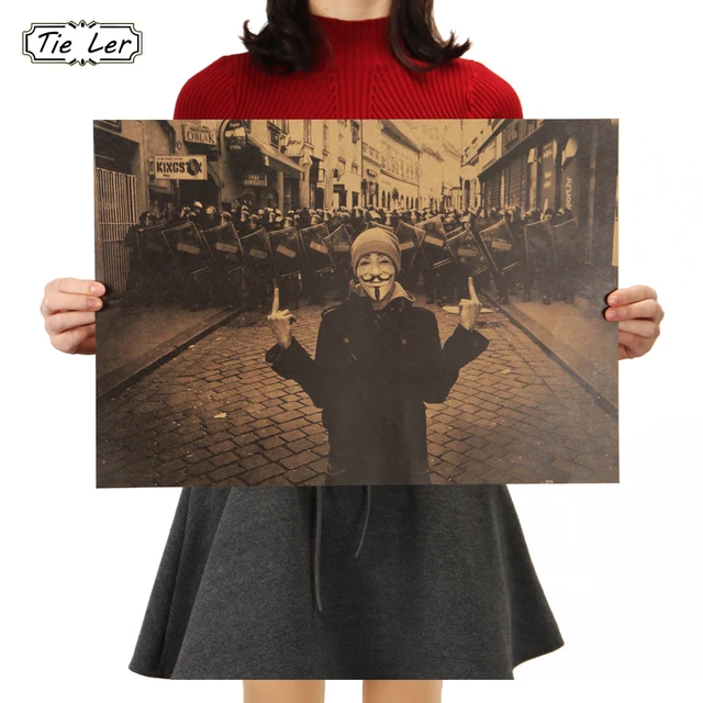 Special Offers TIE LER Vintage Poster Geeky Guy Plot Adornment Movie Posters 51x35.5CM Kraft Paper Home Decor Wall Sticker