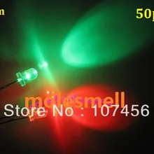 50 шт. 3 мм мигающий красный/зеленый светодиодный 3 мм мигающий красный/зеленый светодиодный 3 мм круглый прозрачный двухцветный мигающий красный/зеленый светодиодный светильник