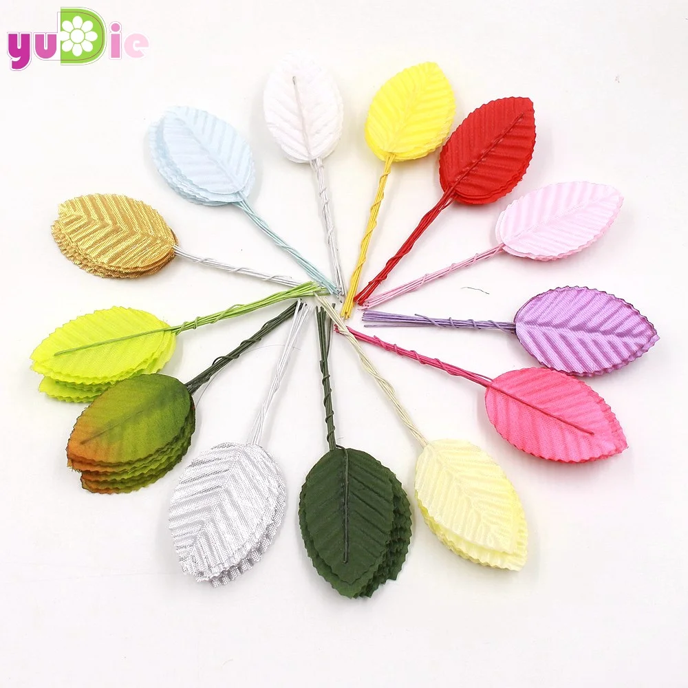 30pcs 5cm Nylon Silk Leaf Green Leaves Artificial Flower For Wedding Decoration DIY Wreath Gift Scrapbooking Craft Fake Flower