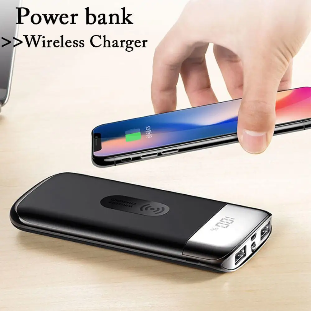 30000mah Power Bank External Battery Built-in Wireless Charger Powerbank Portable QI for iPhone XS Max 8 | Мобильные телефоны и