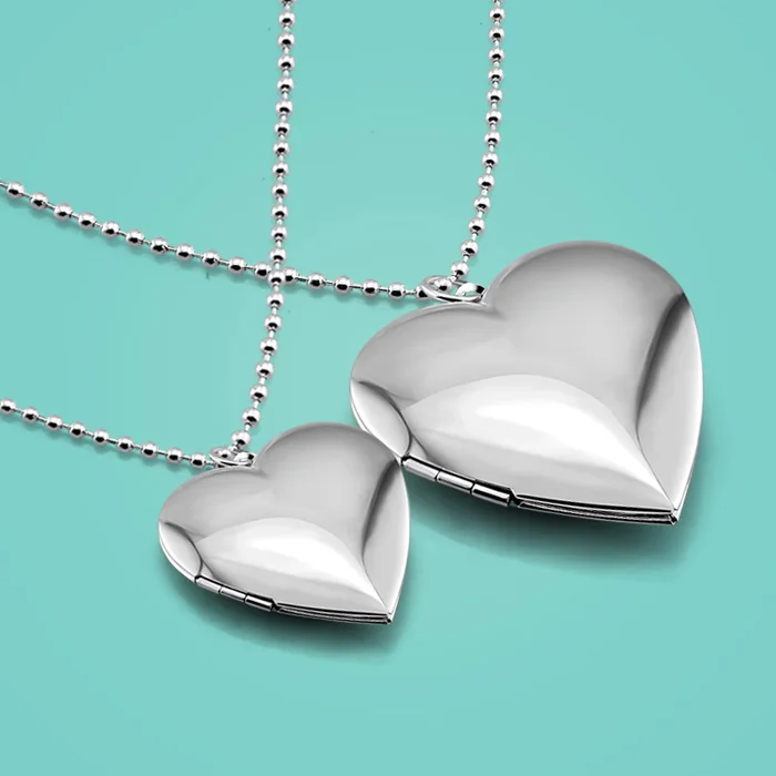 

Female style 925 sterling silver necklace,cute Heart-shaped photo box pendant,woman beads chain more size,The anniversary gift