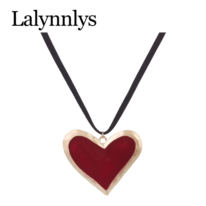 Lalynnlys ZA модное ожерелье в стиле панк винтажное массивное с подвеской форме сердца