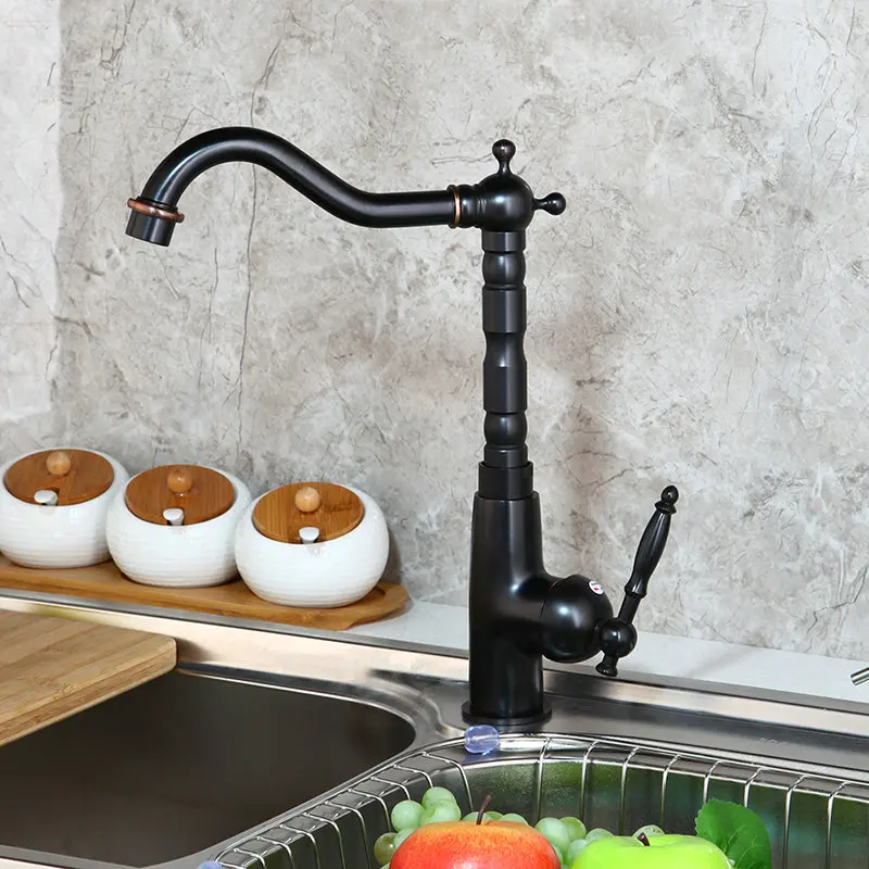KEMAIDI Ванная комната смеситель ORB черная отделка поворотный для кухонной раковины кран смесители тщеславия латунь керамика ручка Смеситель