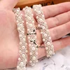 White Pearl Seed Bead Beaded Trims Sew On collar Ribbon 1cm 1.5cm Width for Jewelry Headpiece DIY Dress belt ► Photo 2/5